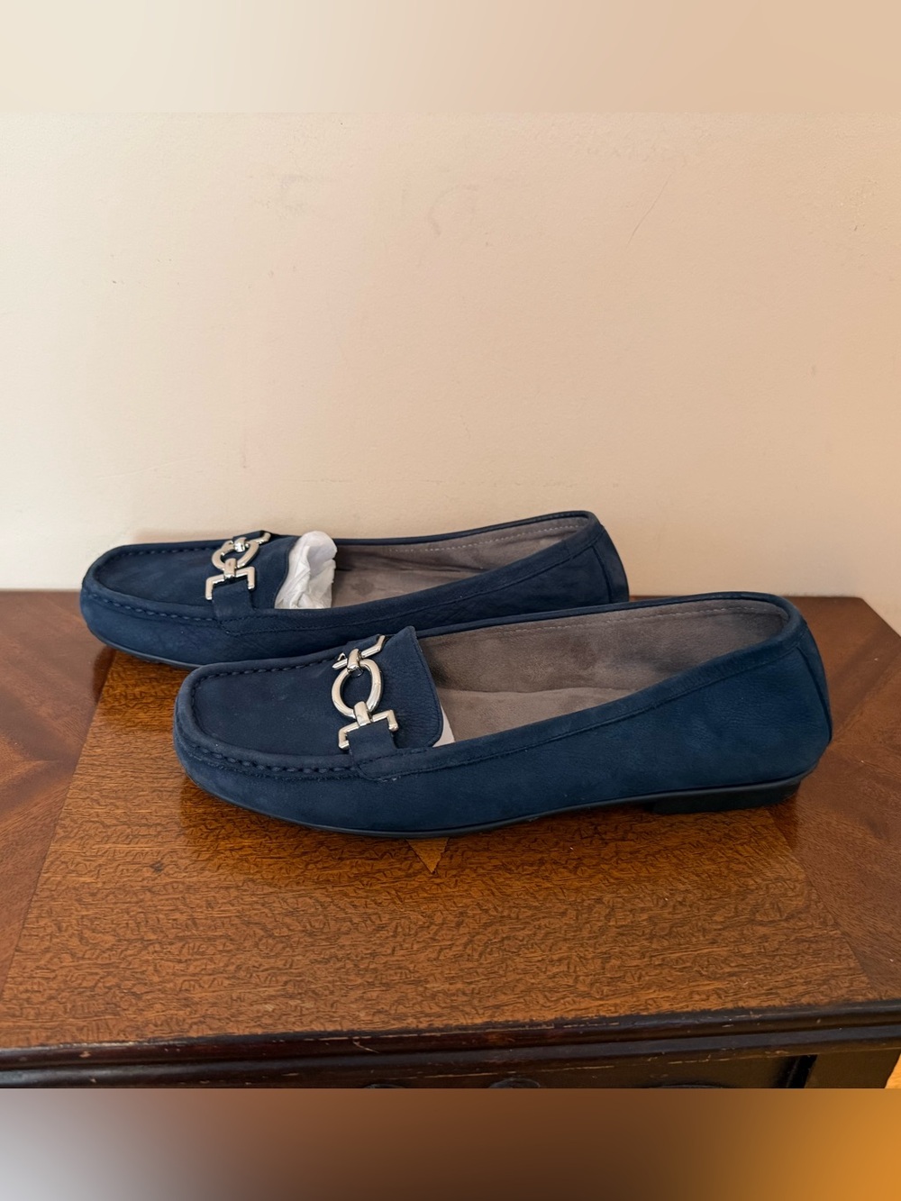Aerosoles Blue with silver buckle loafers